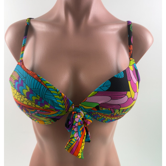 Bikini Bay Underwire Padded Push Up Twisted Bikini Top  Size 10 - Picture 1 of 14